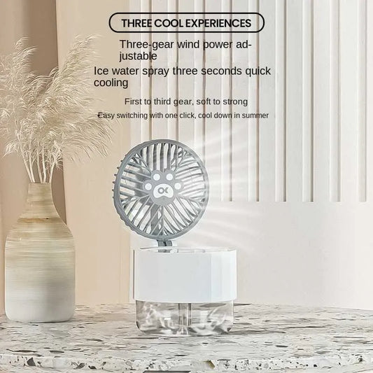 Desk Misting Fan, Portable Electric Fan, Personal Water Fan USB Rechargeable For Desk Accessories And Home Room Decor Summer Gifts