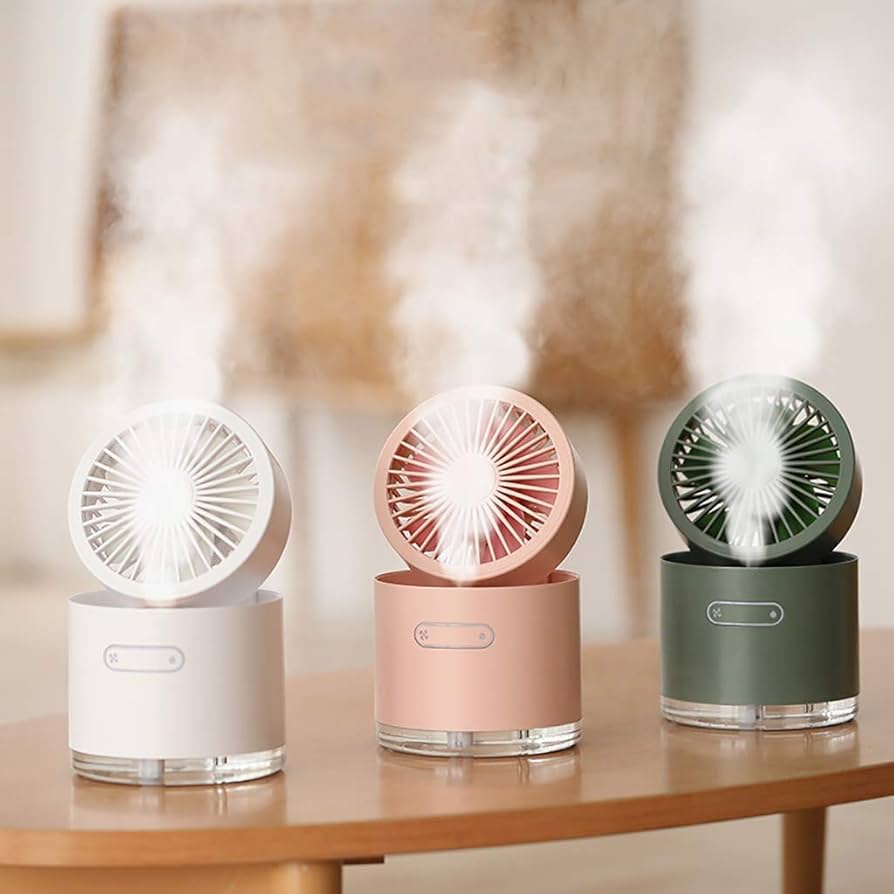 foldable desk fans with integrated misting humidifiers and night lights