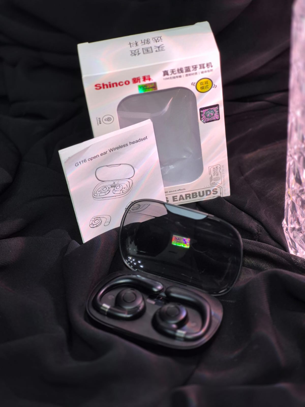 Shinco G116 Open-Ear Wireless Headset - Non-In-Ear Sports Earbuds for Running and Cycling (Black)
