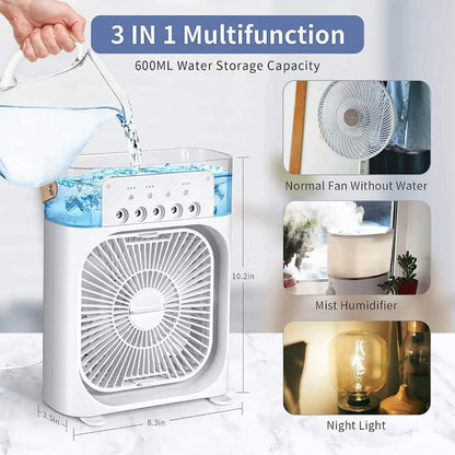 Portable Air Cooling Fan With Mist Spray