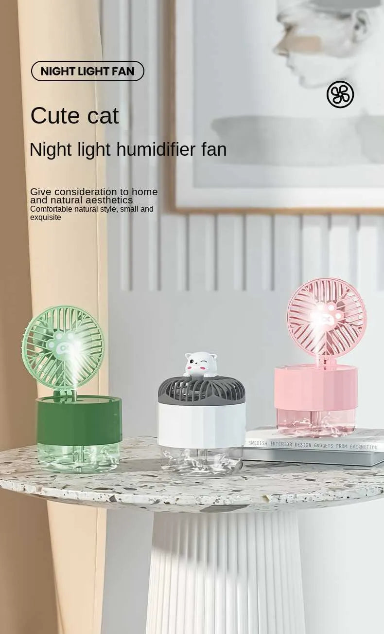 Desk Misting Fan, Portable Electric Fan, Personal Water Fan USB Rechargeable For Desk Accessories And Home Room Decor Summer Gifts