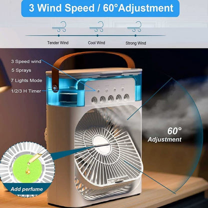 Portable Air Cooling Fan With Mist Spray